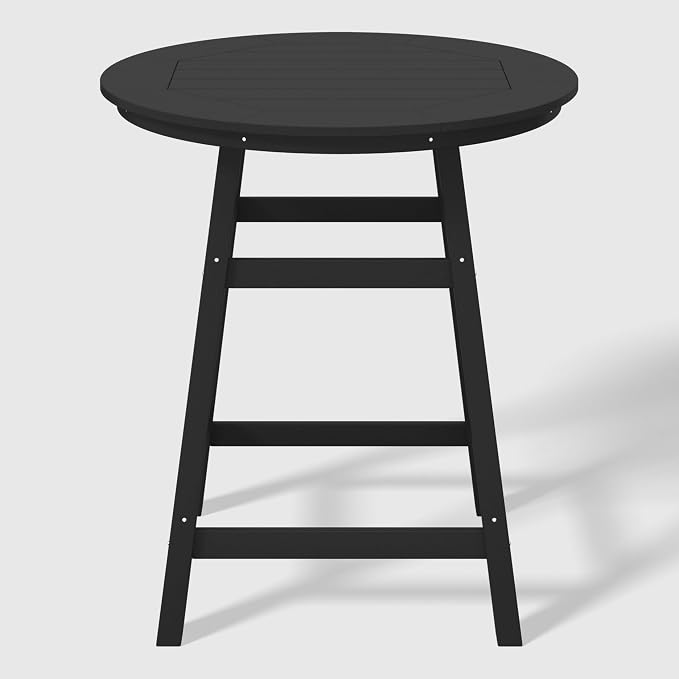 WestinTrends Outdoor 35" HDPE Round Patio Counter Height Bar Table, Black