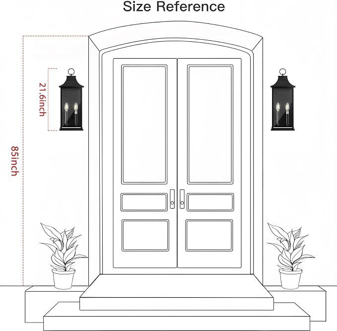 21In Outdoor Wall Light Fixture Wall Mount Dusk to Dawn Exterior Lighting Fixtures, Outside Light Fixtures for House Front Door Porch Coach Garage Lights Outdoor Wall Black E12 Socket