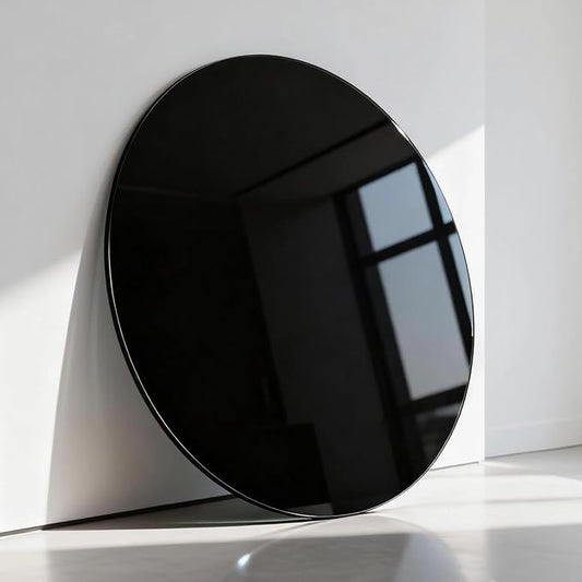 30 Inch Round Black Tempered Glass Table Top, Black Table Surface Protector, Safe 1/4" Thick-Round Polished Edge, Replacement Glass Top for Home, Office, Patio, Outdoor/Indoor