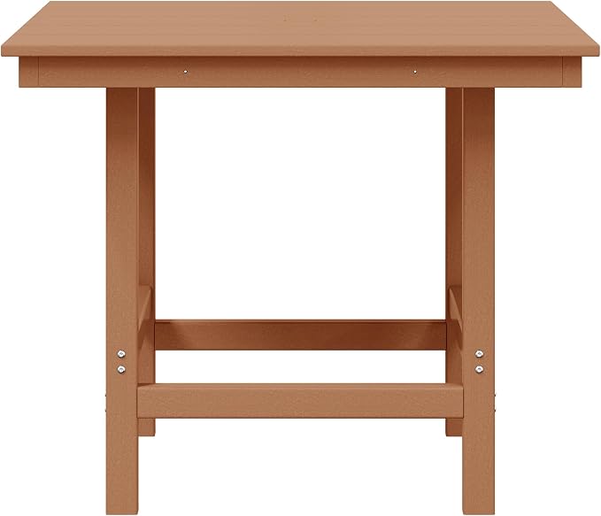WestinTrends Ashore Outdoor HDPE 36" Square Patio Dining Table with Umbrella Hole, Teak