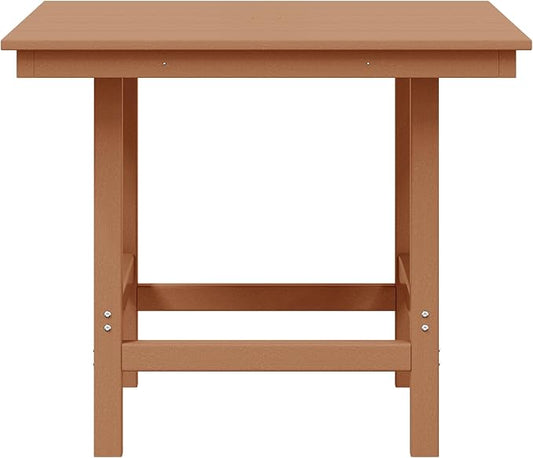 WestinTrends Ashore Outdoor HDPE 36" Square Patio Dining Table with Umbrella Hole, Teak