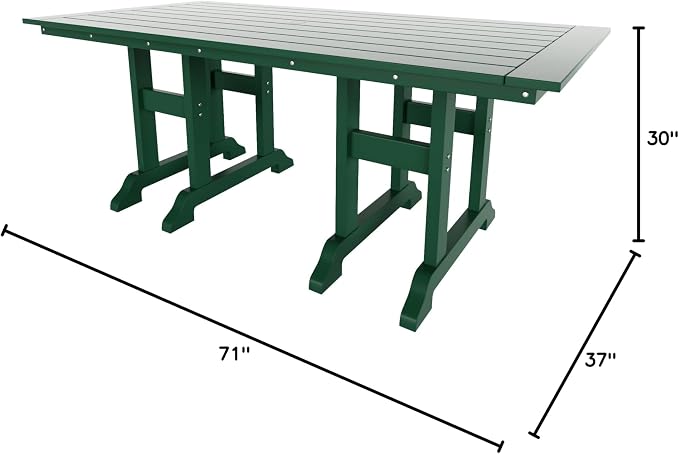 HDPE Laguna 38" X 73" Rectangular Dining Table,Dark Green