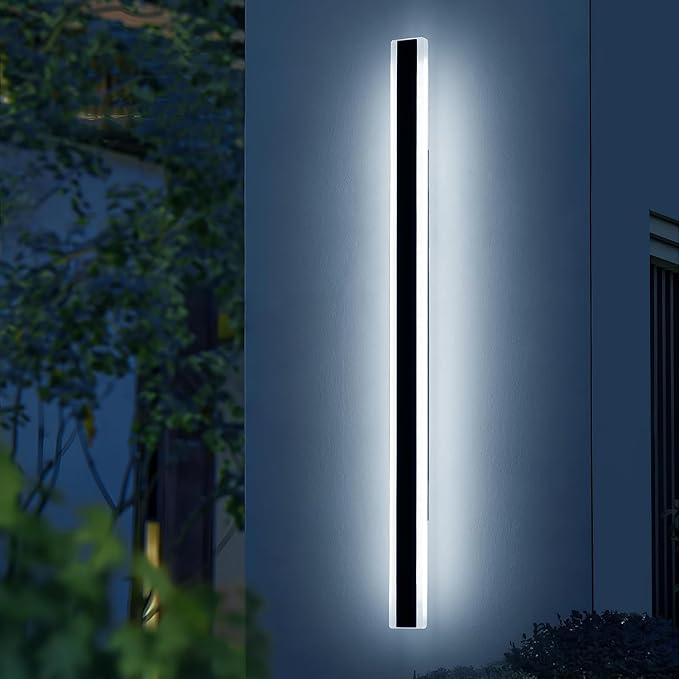 79inch Outdoor Dimmable Wall Sconces, Modern Wall Mounted Lights, 3 Color 3000K/4500K/6000K, IP65 Waterproof Minimalist Long Porch Light Fixture for Patio Garage Fence with Remote Control