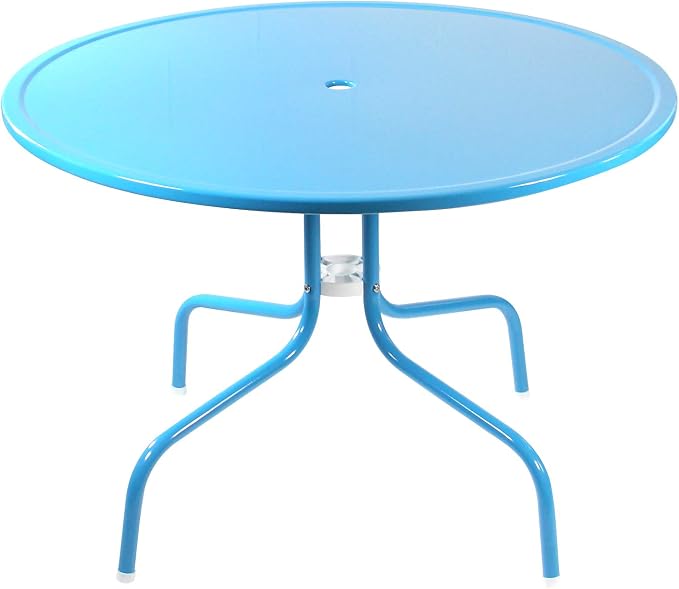 Northlight 39.25-Inch Outdoor Retro Metal Tulip Dining Table, Sky Blue