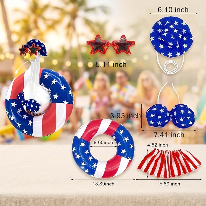 STONESTAR 4th of July Patriotic Porch Goose Outfits, Summer Bikini Lawn Goose Clothes Fits Large 23" H Goose Statue Costume for Independence Day & Memorial Day Outdoor Garden Yard Patio Decor
