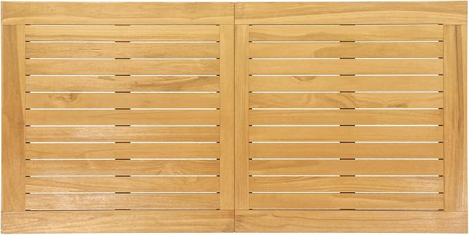 Tangkula 55” x 27.5” Wooden Tabletop, Slatted Table Top Board Split in 2 Square, Indoor Outdoor Rectangle Teak Wood Panel for Dining Table, Side Table (55” x 27.5”)