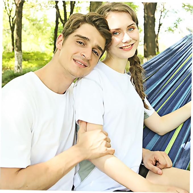 Double Camping Hammock Widened Canvas Swing for Adults Boy Girl Portable Outdoor Leisure Use Durable Easy to Pack for Travel Beach