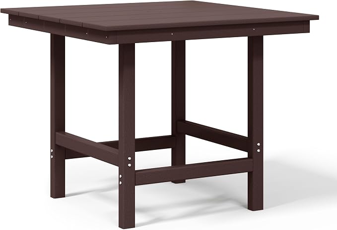 WestinTrends Ashore 5-Piece HDPE Outdoor Square Patio Dining Table Set with Armchairs, Dark Brown