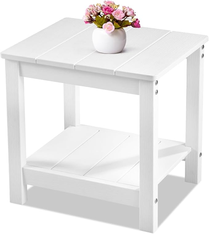 Stoog HIPS Outdoor Side Table, Weather Resistant Patio End Table, Easy to Clean & Fade Resistant, for Patio, Pool, Deck, Garden, White