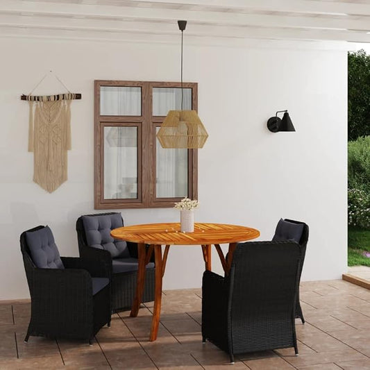 5 Piece Patio Dining Set,Outdoor Dining Set,Patio Furniture Set,Outdoor Patio Chairs,Porch Chair,Outdoor Coffee Table,Front Porch Furniture,Modern Set,Patio Dining,for Garden,Poolside, Black