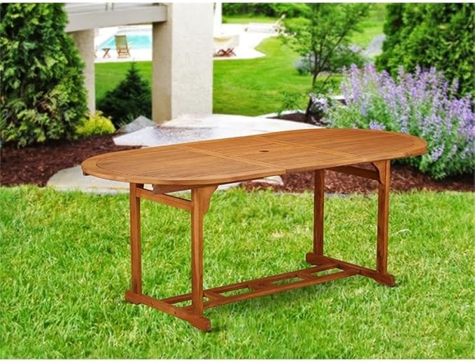 East West Furniture BBSTXNA Patio Dining Table Outdoor Oval Acacia Wood Table, 36x78 Inch, Natural Oil