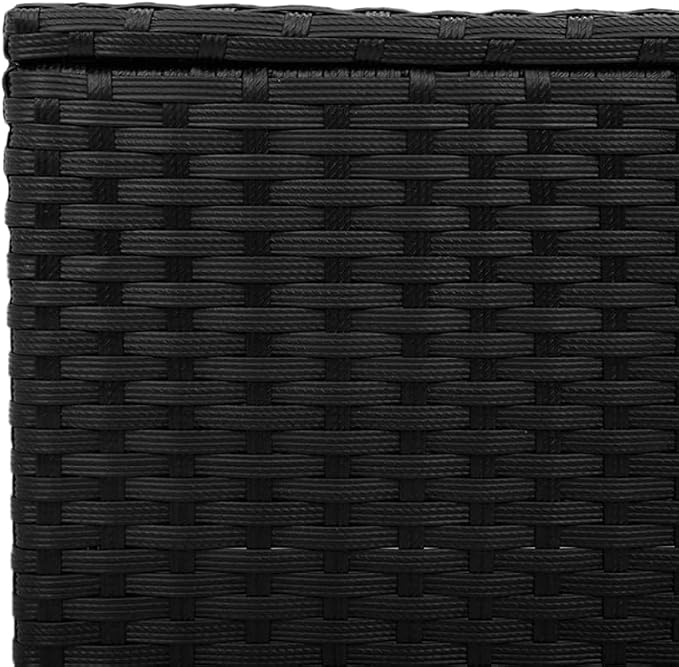 Square Patio Table with Black Rattan Frame and Powder Coated Steel Garden Dining Table Featuring Weather Resistant PE Rattan Outdoor