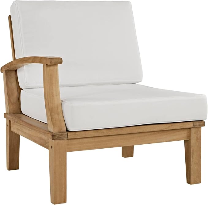 Modway Marina Premium Grade A Teak Wood 4-Piece Outdoor Patio Furniture Set in Natural White