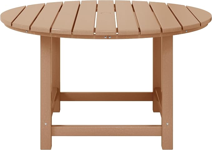 WestinTrends Malibu Kids Outdoor Patio Furniture HDPE 38" Wide Round Dining Table, Teak