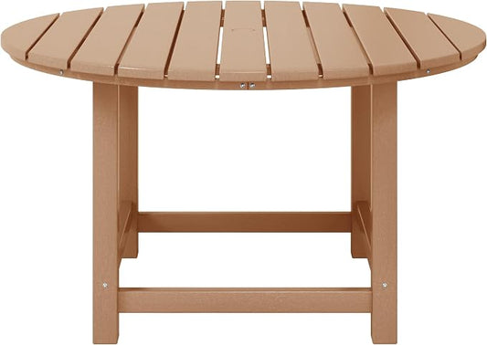 WestinTrends Malibu Kids Outdoor Patio Furniture HDPE 38" Wide Round Dining Table, Teak