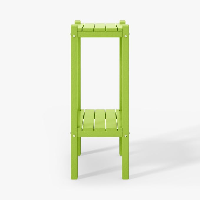 WestinTrends Malibu 36" Outdoor Adirondack HDPE 2-Tier Patio Side Table, Lime