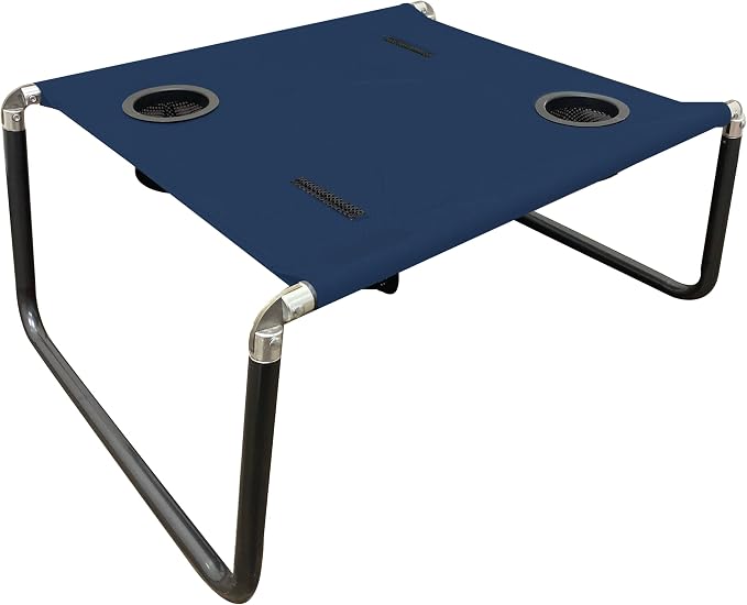 Neso Beach Table - Lightweight, Portable and Foldable Table for Beach, Camping and Outdoor Adventures - Stable Surface - with Cup Holder for Drinks and Phone Pockets - Navy
