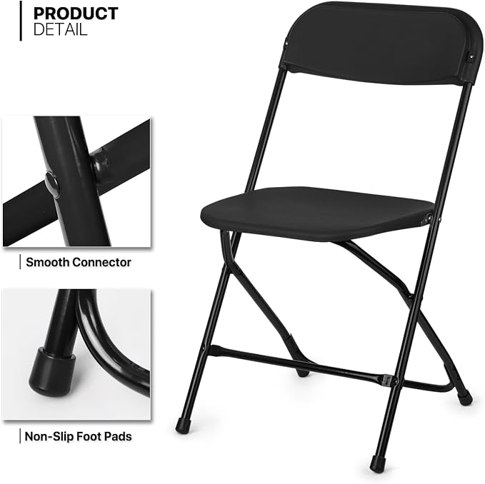 Magshion Portable Table Chair Set, 6Ft Plastic Dining Tables Fold in Half Indoor Outdoor Desk and Portable Stackable Commercial Seat Chair 10pcs for Events Wedding Party