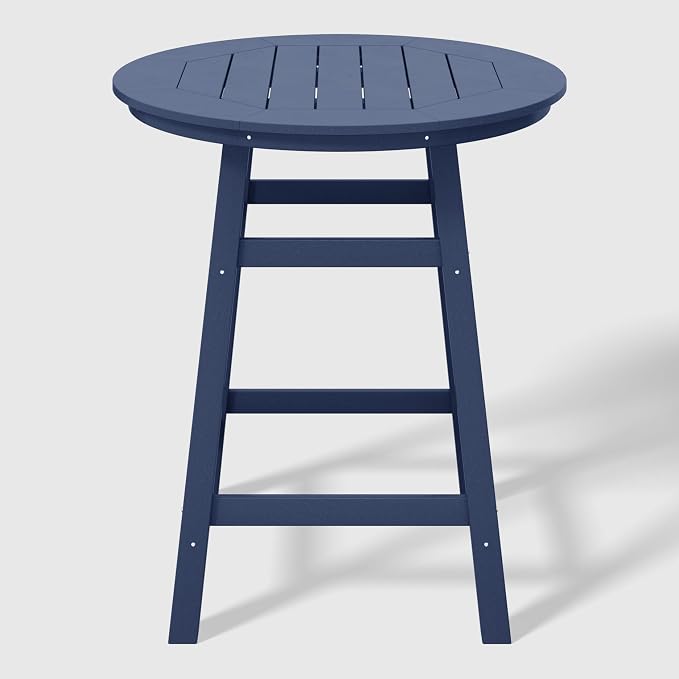 WestinTrends Outdoor 35" HDPE Round Patio Counter Height Bar Table, Navy Blue