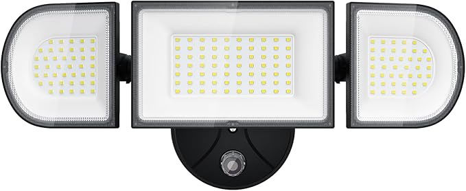 13000LM LED Flood Light Outdoor, Dusk to Dawn Security Light with Photocell, 130W Super Bright Hardwired Floodlight, 3 Adjustable Heads, IP65 Waterproof for Garage, Yard, Driveway, 6500K Daylight