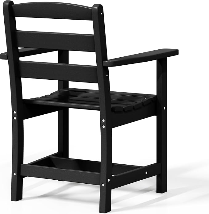 WestinTrends Ashore Outdoor HDPE Patio Classic Dining Arm Chair, Black