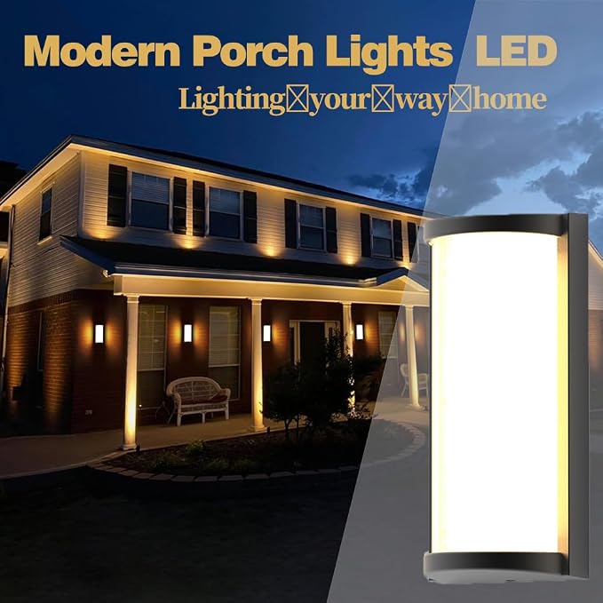 Modern Exterior Wall Lights, 2Packs 3000k Outdoor Light Fixtures,LED Wall Mounted Lamps,Matte Black Porch&Patio Light for House,IP65 Waterproof for Garage Hallway Stairs Gardens(2packs)