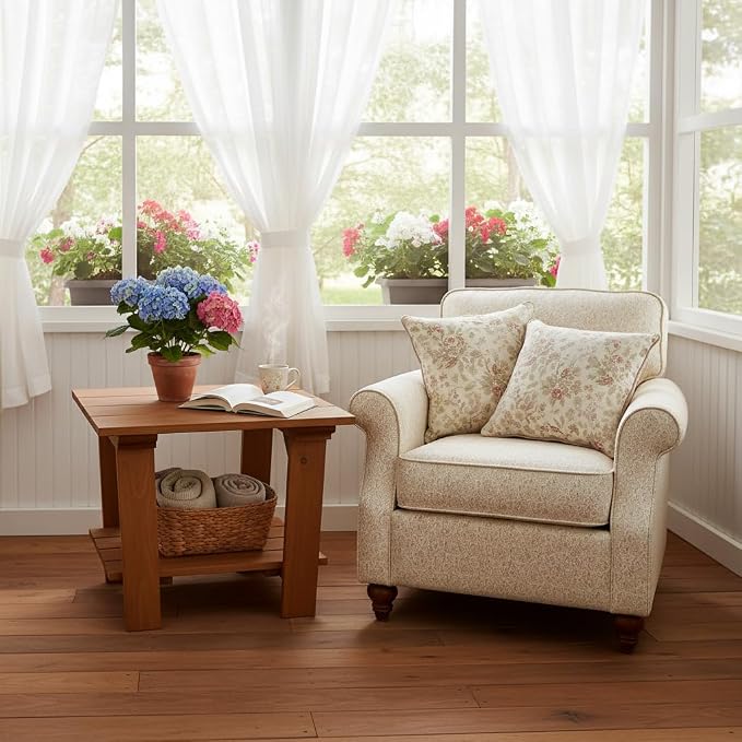 Cedar Ridge Furniture Stained Cedar End Table with Shelf, Amish Made Outdoor Side Table for Patio or Porch