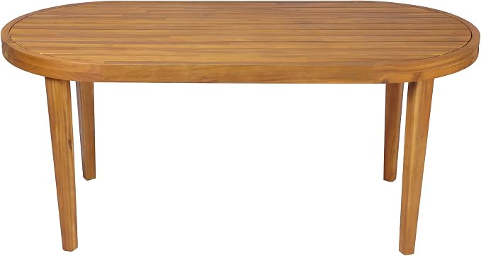 Christopher Knight Home Domac Acacia Wood Dining Table Set for 6, Solid Wood Outdoor Dining Set for 6, Oval Patio Dining Table and Chair Set with Cushion & Rope Accent, Cream Beige + Oatmeal + Teak