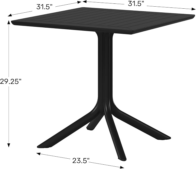 WestinTrends Playa 31.5" Square Outdoor Plastic Resin Patio Dining Table for 4, Turquoise