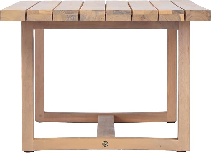 Merax Patio Acacia Wood Coffee Table with Slatted Tabletop Design, Outdoor All-Weather Center Tables for Porch, Lawn, Backyard, Balcony, Easy Assemble,Light Teak