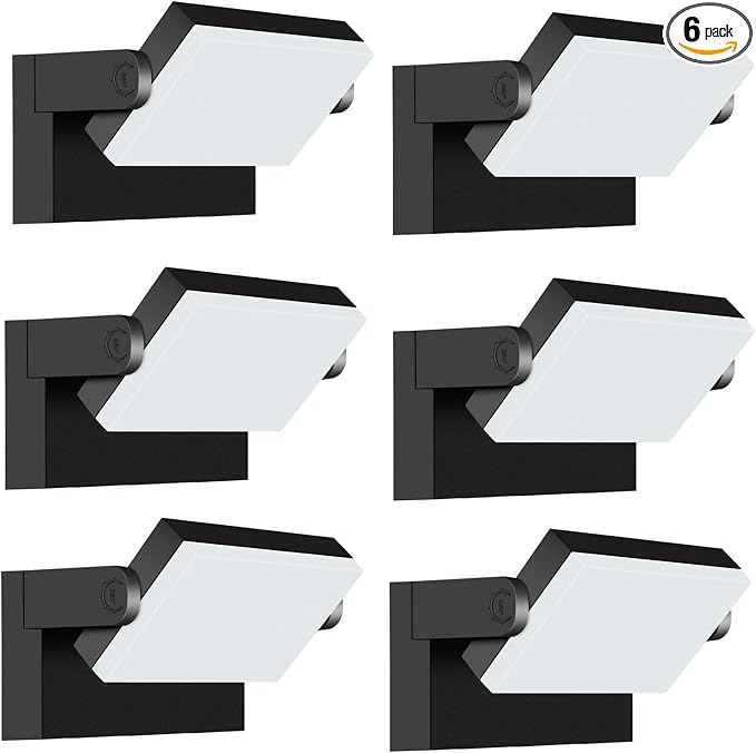 ledmo Outdoor LED Flood Lights - 60W Black 360 Adjustable Head Exterior Lighting Fixture 5000K Waterproof Wall Mount Yard Lights Switch Control Wall Lights for House,Patio,Barn,Shop,Garage 6 Pack