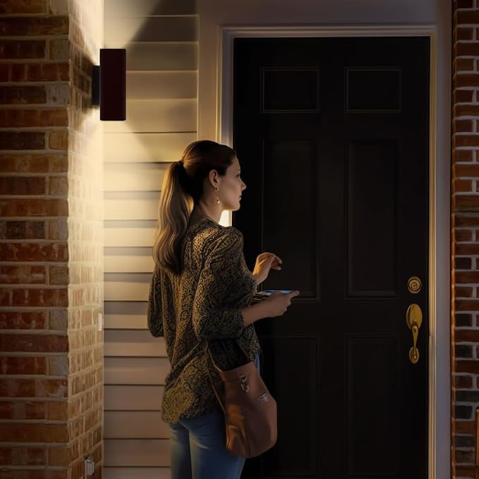 SHIMR Dusk to Dawn Outdoor Wall Lights, Modern Sconce, ETL Listed, 2 Pack | Bronze, Waterproof Aluminum Exterior Lighting Fixture, E26 Base, LED Bulbs Include, Up and Down Lights for House Porch Garage