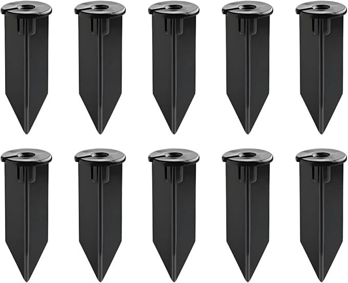 8" Outdoor Light Stake in Black Finish - Support Light Fixture Spikes, Universal Use, Resin Materials, Side Wireway (10 - Large Spike with Wireway)