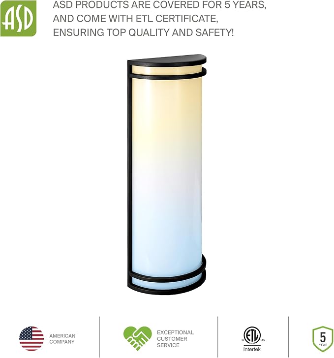 ASD 18 Inch LED Outdoor Sconce Lights - 20W 120-277V 3000K 4000K 5000K Black Exterior Lighting Fixtures, Dimmable Exterior Lights for House, Modern Patio Wall Light Fixture ETL, 2 Pack