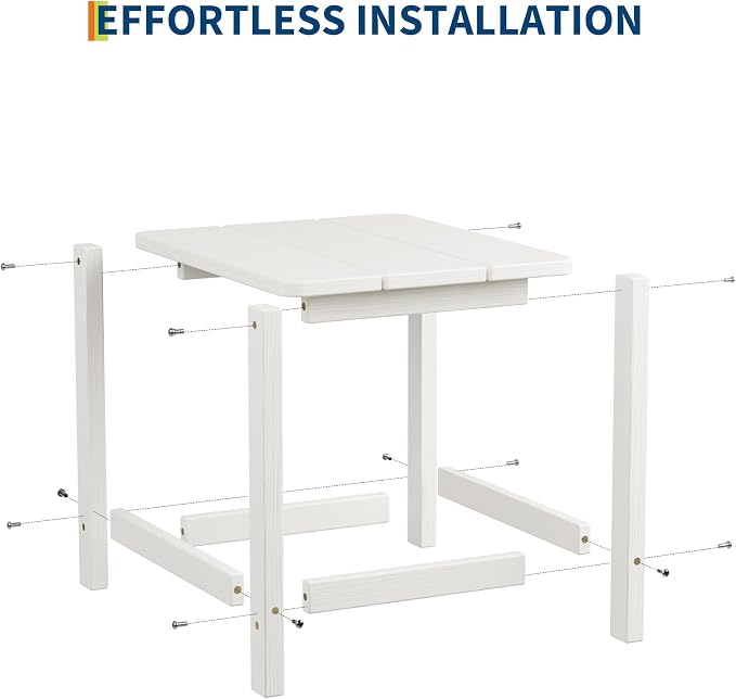 HDPE Adirondack Square Outdoor Side Table,Weather Resistant & Easy Assembly Patio End Tables,Durable Small Patio Table for Beach,Pool,Garden, Balcony, Porch