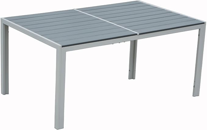 Kozyard Coolmen Outdoor Patio Indoor Dining Table Rectangle 58.9" L × 35.6" W Land Wood Like Laminate Tabletop for 6 People Porch Balcony Garden Gray
