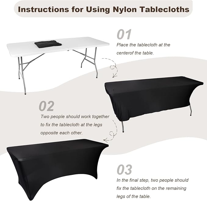 6ft Folding Table Portable Heavy Duty Plastic Utility Foldable Table Indoor Outdoor for Camping, Party with Handle, Lock - White (6 FT & Tablecloth)