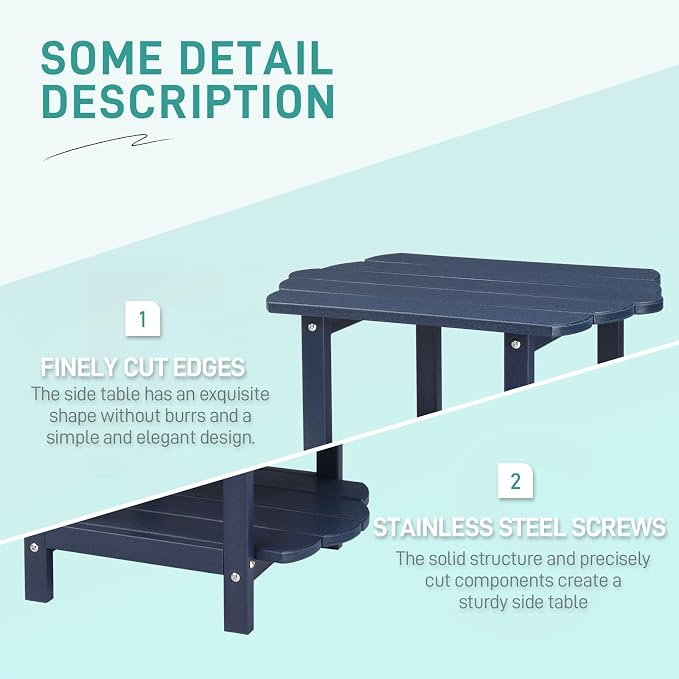 Outvita Outdoor Side Table, 2-Tier HDPE Adirondack Small Side Tables Weather Resistant Patio End Table for Backyard Poolside Porch Balcony
