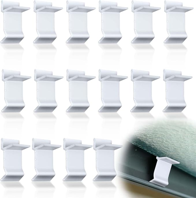Wenfan 16 Pcs Table Rim Clips 1.24"x0.787" - 1 1/4" x 13/16"- Nylon Patio Table Clips for Glass and Acrylic Table Tops White Patio Furniture Clips - Help Support Tabletops in Rim