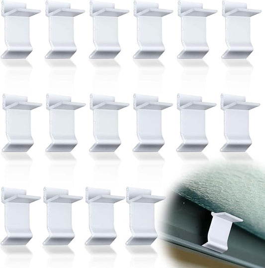 Wenfan 16 Pcs Table Rim Clips 1.24"x0.787" - 1 1/4" x 13/16"- Nylon Patio Table Clips for Glass and Acrylic Table Tops White Patio Furniture Clips - Help Support Tabletops in Rim