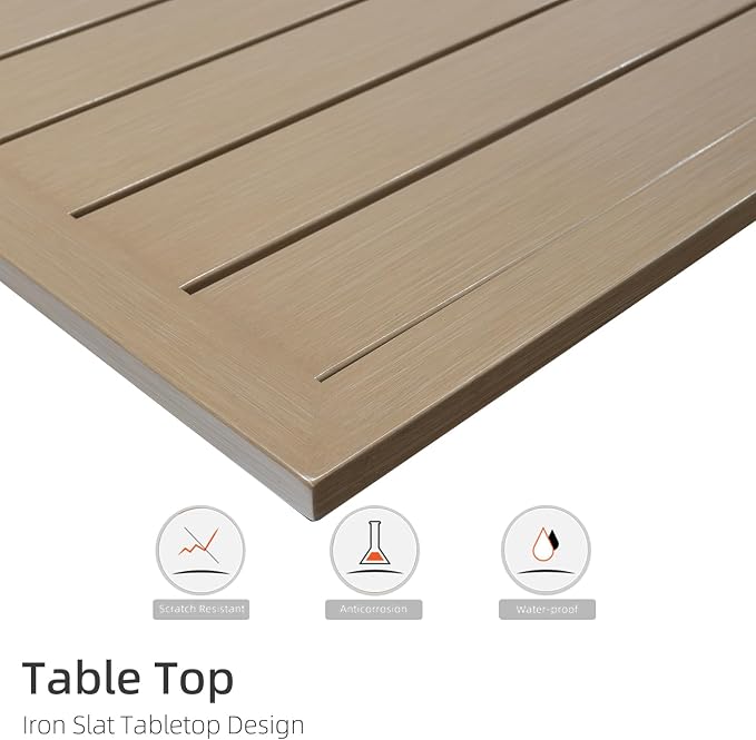 63" Brush Paint Rectangle Outdoor Patio Dining Table with 29" High Top | Brush Paint Table Top, 29" High Table Top, Adjustable Foot, 1.57"-1.9" Adjustable Umbrella Hole