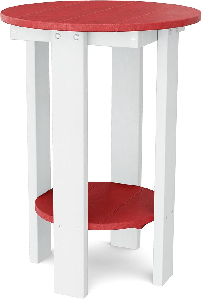 Wildridge Heritage Balcony Table, Cardinal Red and White - Outdoor Weather Resistant Recycled Plastic Furniture for Patio