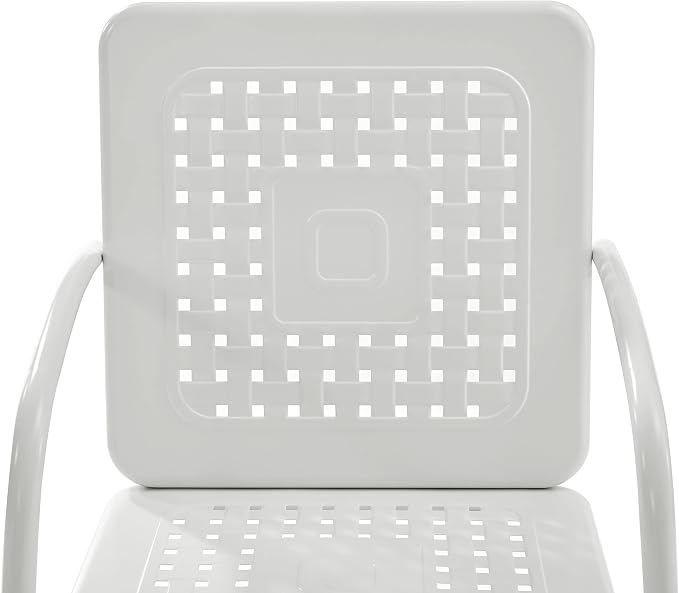 Crosley Furniture Bates 3-Piece Outdoor Chair and Side Table Set, Retro Metal Bistro Patio Conversation Sets, White Gloss and White Satin