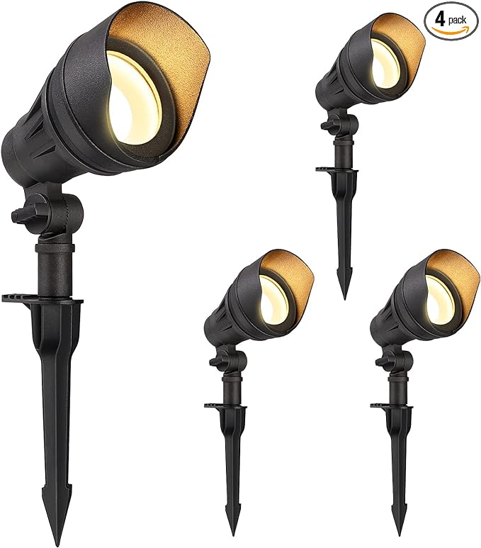 DEWENWILS LED Low Voltage Landscape Lights, 12V Aluminum Outdoor Spotlight | 14W 540LM 3000K, IP65 Waterproof Landscape Lighting for Yard, Garden, House, Tree, Lawn 4 Pack
