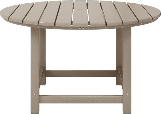 WestinTrends Malibu Kids Outdoor Patio Furniture HDPE 38" Wide Round Dining Table, Weathered Wood