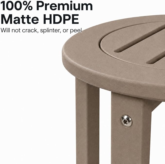 18" Outdoor Round Small Side Table, Patio End Table for Outside, Bar Height Patio Table for Backyard, Garden, Deck, Porch, Indoor Companion, Easy Maintenance