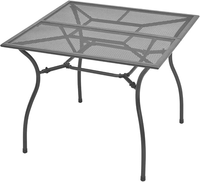 3-Piece Garden Dining Set, Anthracite Steel Patio Furniture with Square Table and Reclining Chairs, Powder-Coated Metal for Outdoor Backyard and Balcony, 35.4 Inch Square