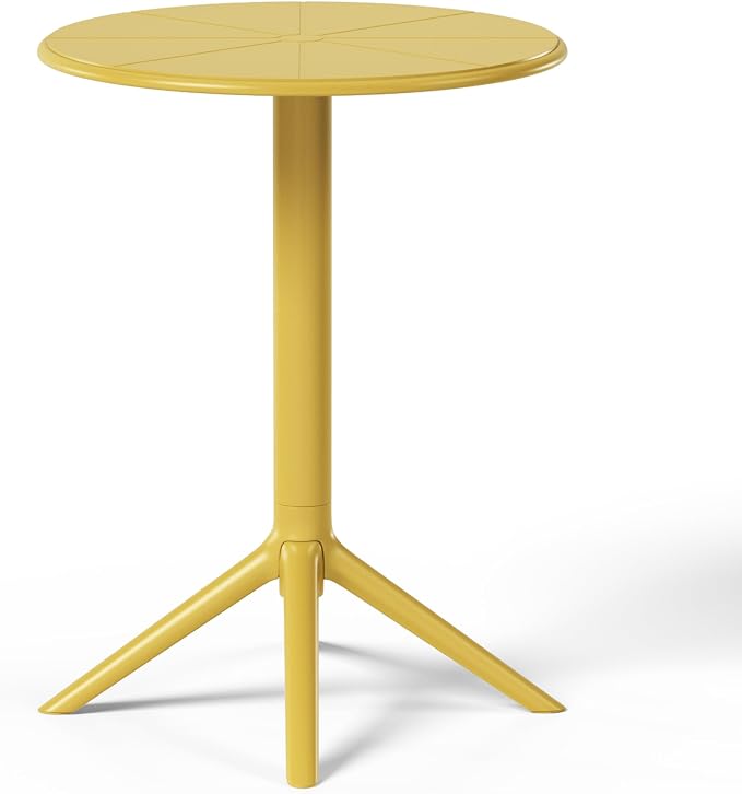 WestinTrends Playa 23.5" Outdoor Polypropylene Resin Round Patio Bistro Dining Table for 2, Yellow