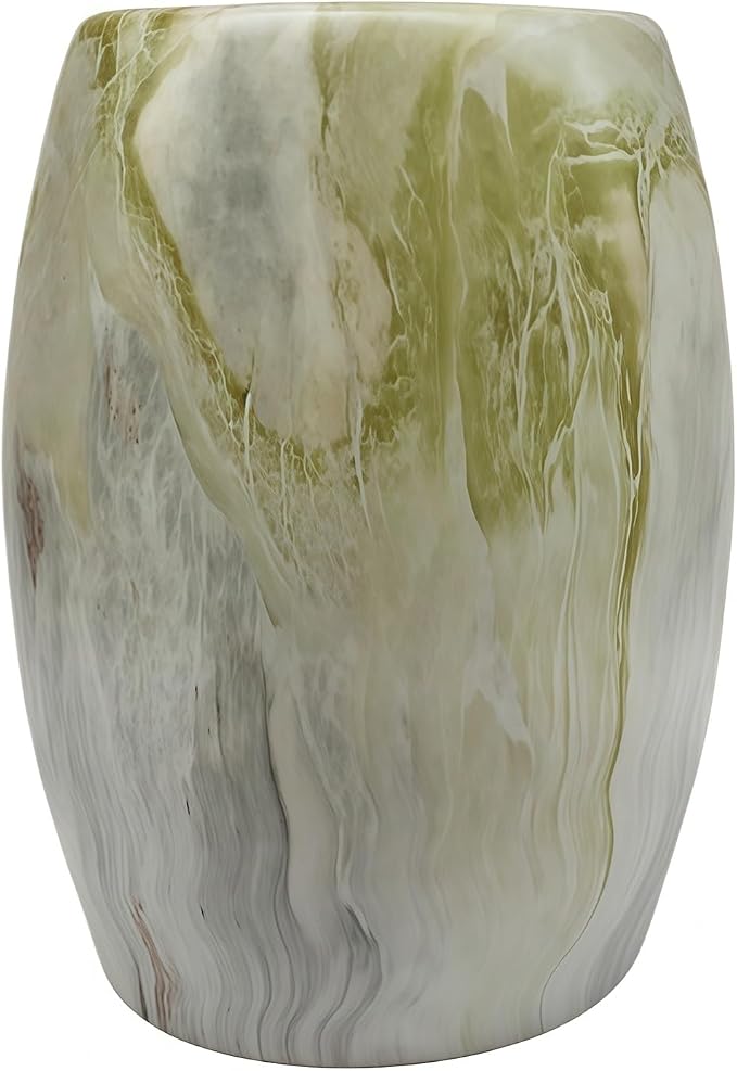 Decorative Ceramic Garden Stool, Hand-Crafted Outdoor Side Table, Shoe Changing Drum Stool for Patio, Living Room Accent Furniture(Cyan)