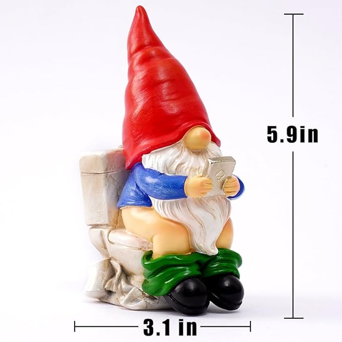 Funny Garden Gnome on a Throne, Durable Ceramic Statue Decoration, Weather-Proof Outdoor Gnomes for Yard Lawn Garden Decor, Housewarming Gag Gift